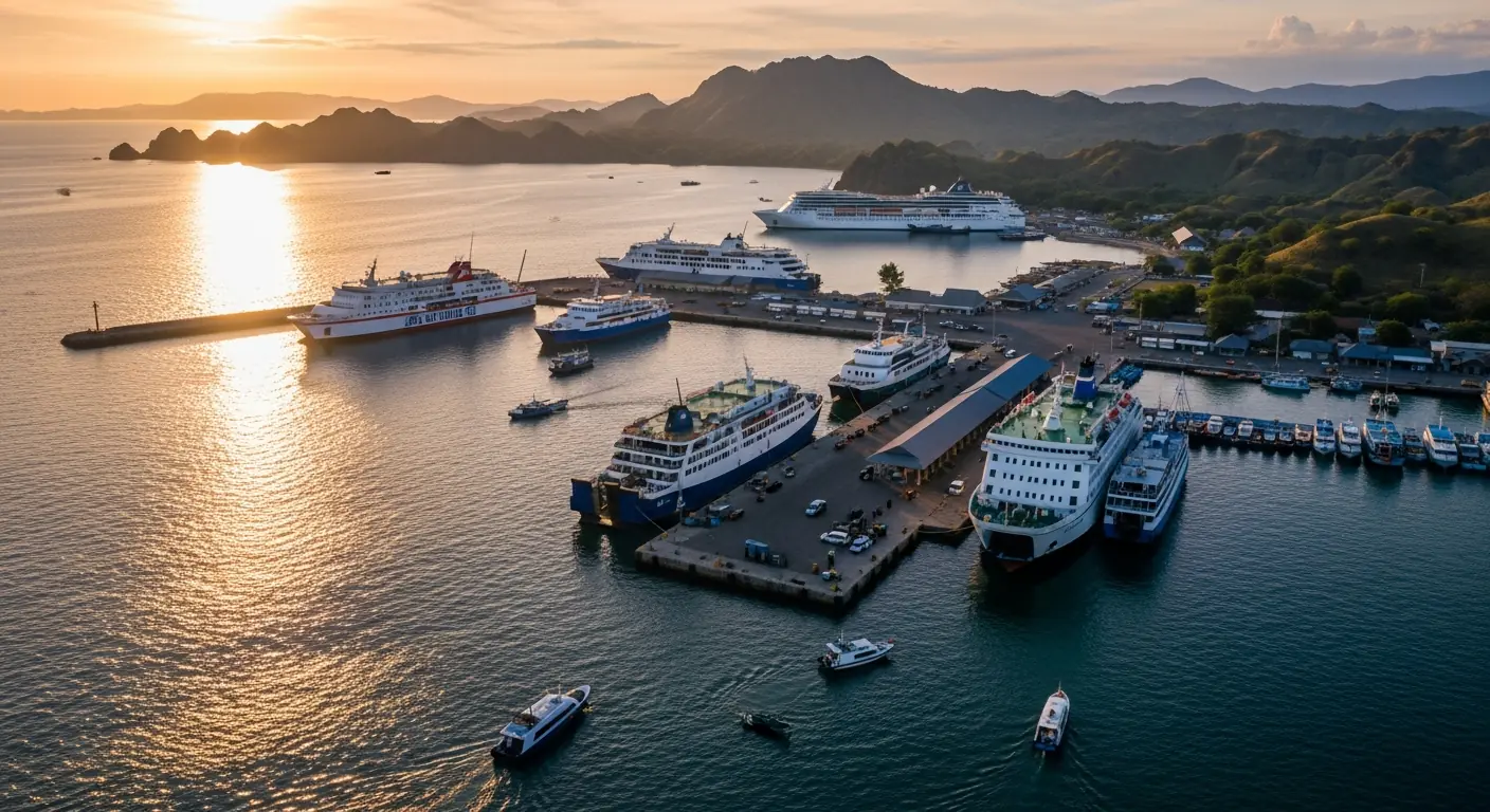 Labuan Bajo port with boats